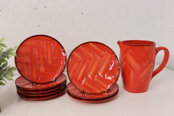 Studio-Nova Largo Red JA023 Ceramic Plates And Pitcher