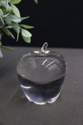 Steuben 3.75 Inch Glass Crystal Apple Figurine Paperweight, Signed