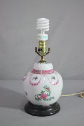 Vintage Hand Painted Porcelain Small Ginger Jar Rose And Flower Lamp