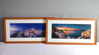 Two Framed Colorful Greek Island Landscapes