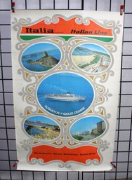 #28-Vintage Italian Line Poster Featuring Augustus & Giulio Cesare Cruise Ships