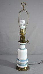 Vintage Hand-painted Porcelain Buoy Stripe Table Lamp