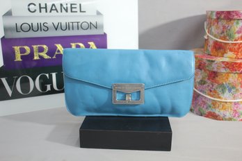 Marc By Marc Jacobs Small Blue Leather Clutch