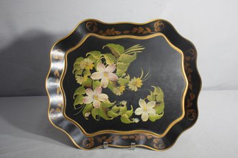 Vintage Floral Hand-Painted Tray