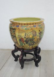 'Large Satsuma Porcelain Planter With Stand'