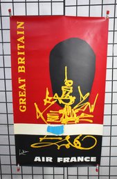 #31-Vintage Great Britain Air France Travel Poster By Artist, Signed