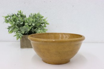 Vintage Dark Mustard Yellow Ware Stoneware Mixing Bowl Unadorned