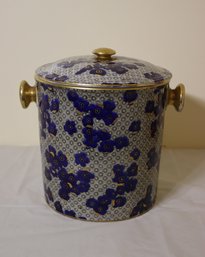 Cobalt And Patterned Flowers Porcelain Champagne Chiller/Ice Bucket With Top