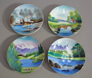 Collection Of Hand-Painted Landscape Plates (4)