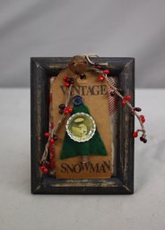 Rustic 'vintage Snowman' Collage In Aframe