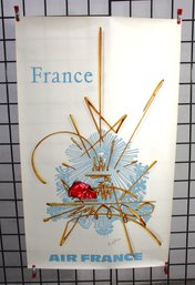 #33-Vintage Air France France Travel Poster Signed By Artist