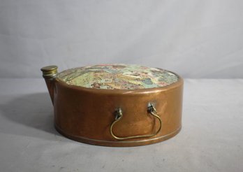 Charming Vintage French Copper And Fabric Hot Water Bottle Foot Warmer