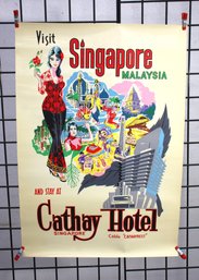 #34-Visit Singapore Malaysia - Cathay Hotel Vintage Travel Poster