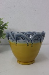 Looped Lattice Rim Italian Ceramic Planter/Pot