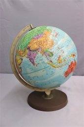 Vintage Replogle Stereo Relief Globe With Half Meridian On Metal Base