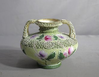 Beaded Moriage Vase With Floral Motif