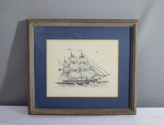 Framed Artist Gil McCue Signed & Numbered Limited Edition Etching #40/150, Pencil Signed In Margin