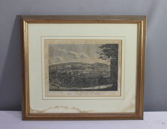 Framed Antique Vintage View Of The City Of Bath Etching Print