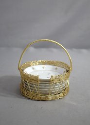 Sadek Hand Painted Japan Andrea Coaster Set Metal Basket Holder- (7)