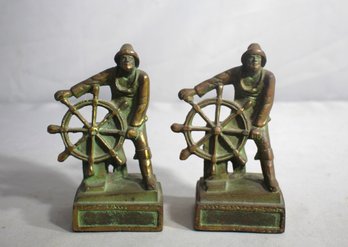 Pair Of 'Gloucester Fisherman' Brass Bookends