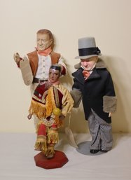 Effanbee's Legend Series John Wayne Figurine, WC Fields Centennial Doll, Native American Dancing Figurine