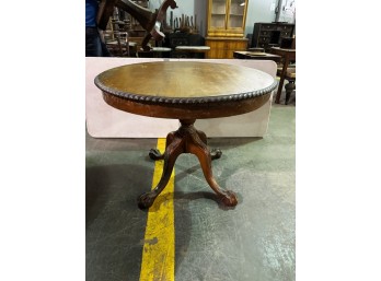 Round  Side Table With Gadroon Edge And Carved Pedestal Base