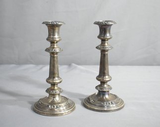 Two Vintage Neoclassical Metal Candlesticks