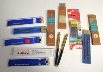 Lot Of Assorted Vintage Drafting Mechanical Pencil Leads And Pens  Staedtler Mars, Pentel, And More