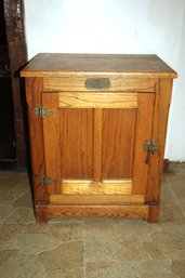 Vintage White Clad Oak Wood Ice Box Nightstand