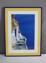 Colorfully Framed Vintage Print Of Photo 'Oranges On Blue Table' By Georges Meis  Meis Studios Athens