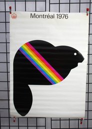 #39-1976 Montreal Olympic Games Poster - Iconic Beaver Design With Rainbow Stripe