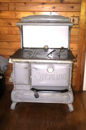 Sterling Gray  Enamel Cast Iron  Wood Stove With 6 Bruner