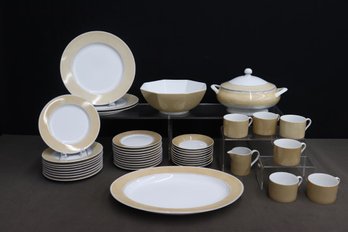 Group Lot Of Vintage Fitz And Floyd Rodelet Fawn Brown Chinaware, C. 1975