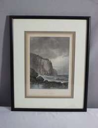 Vintage Etching Print Of Lake Superior Entrance At Baptism Bay, Framed