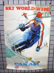 #41-Vintage Pan Am 'Ski World-Wide' Travel Poster  Official Carrier Of U.S. Ski Team (Circa 1970s)