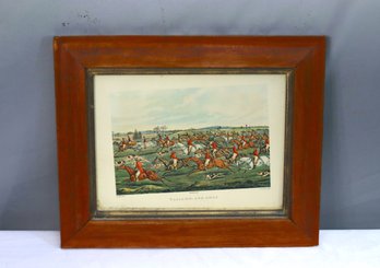 Antique Framed Talli-Ho And Away The Hunt In Action Print