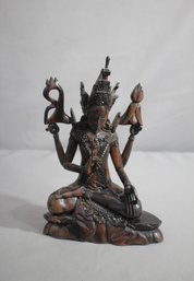 Majestic 9.5' Hand-Carved Wooden Deity Sculpture