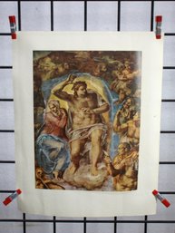 #43-Vintage Print Of Michelangelos 'The Last Judgement' - Detail, Christ As Judge - Sistine Chapel Fresco (15