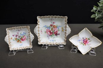 Group Lot Of 3 Englands Bouquet Staffordshire Fine Bone China Variety Dishes