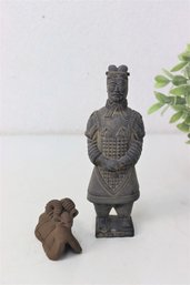 Standing Chinese Warrior AND Terracotta Seated Bighorn Sheep