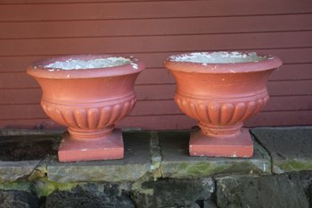 Pair Of Cement Painted Planters