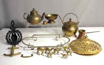 Vintage Brass Decorative Lot With Miniature Camels & Assorted Pieces