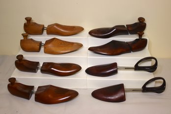 Group Lot Of 8 Single Wooden Shoe Trees