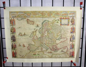 #49-Exquisite Vintage Cartographic Color Print Of Europe - Detailed And Decorative