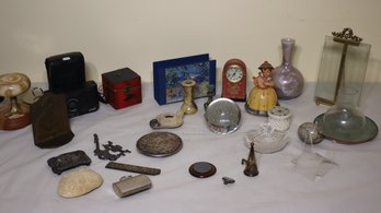 Group Lot Of Glass And Stone Decorative Tabletop Objects