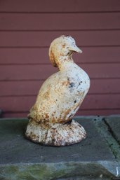 Vintage White Painted  Cast Iron Duck