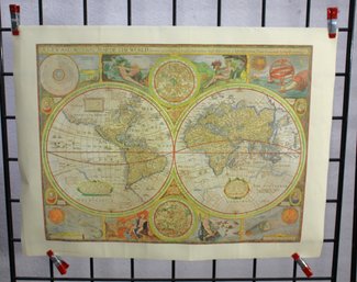 #50-Antique Reproduction Of 17th Century World Map 'A New And Accurat Map Of The World'  Historical Cartograp