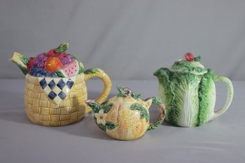 3 Vintage Ceramic Tea Pots