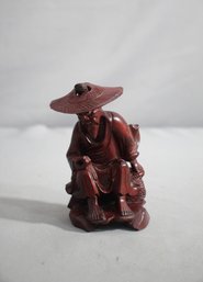 Intricately Carved Chinese Wood Sculpture Of A Scholar