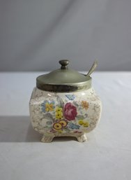 Vintage Lancaster & Sandland English Ware Jam/Preserves Jar With Lid And Spoon